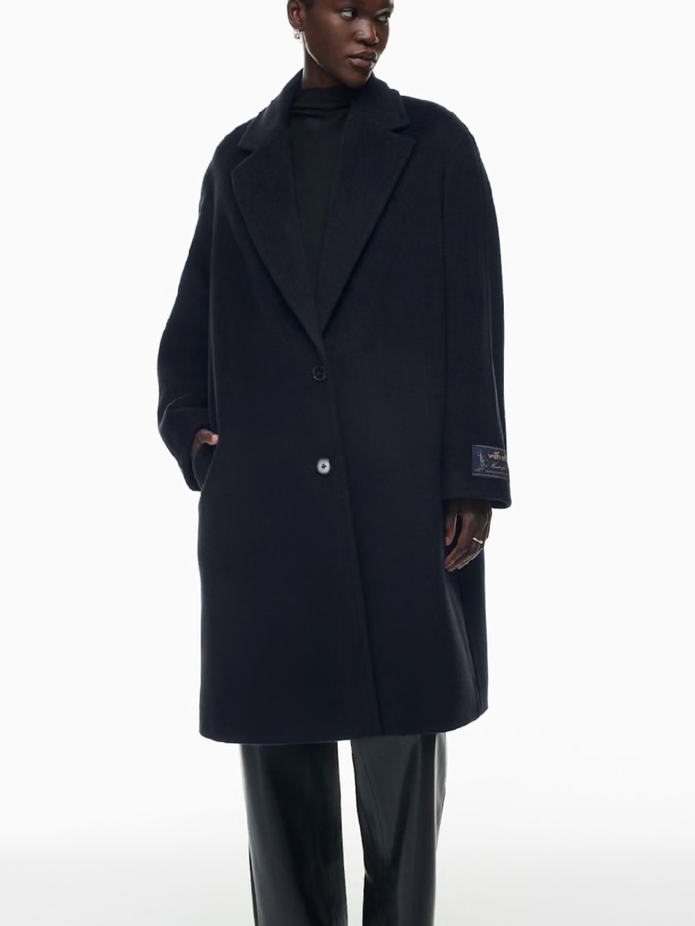 NWT Wilfred Swing Coat Black Large Oversized long Italian wool coat